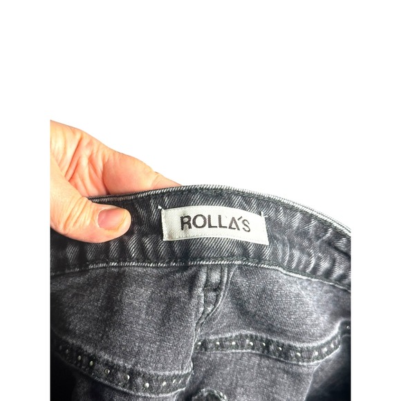 Rolla's Mirage High Rise Studded Denim Shorts Faded Black Frayed Hem Size 28 GUC - Picture 7 of 8